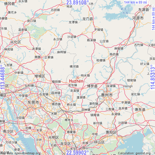 Huzhen on map