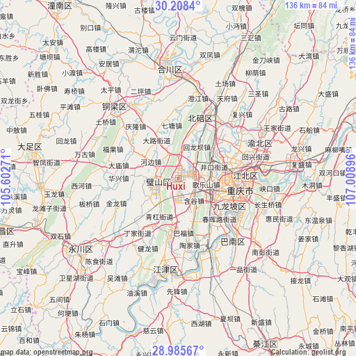 Huxi on map