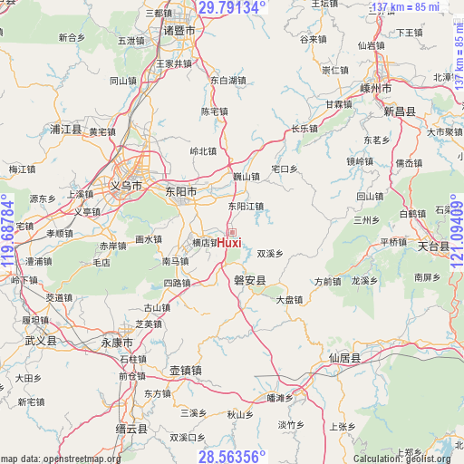 Huxi on map