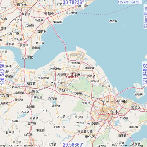 Xushan on map