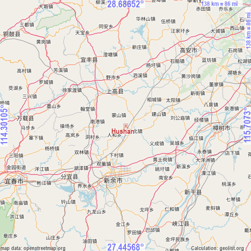 Hushan on map