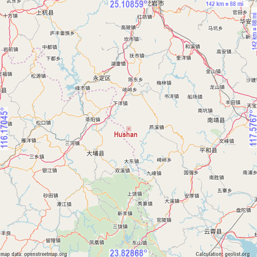 Hushan on map