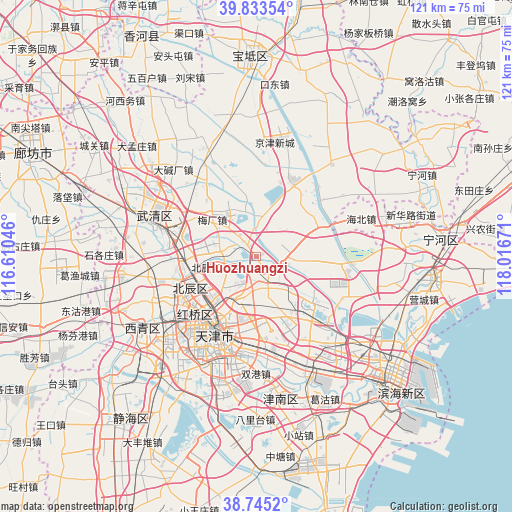 Huozhuangzi on map