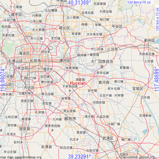 Huoxian on map