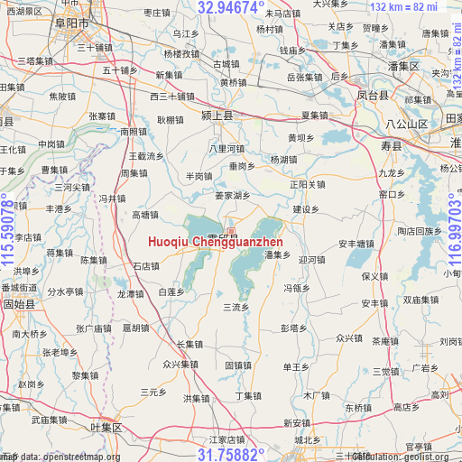 Huoqiu Chengguanzhen on map