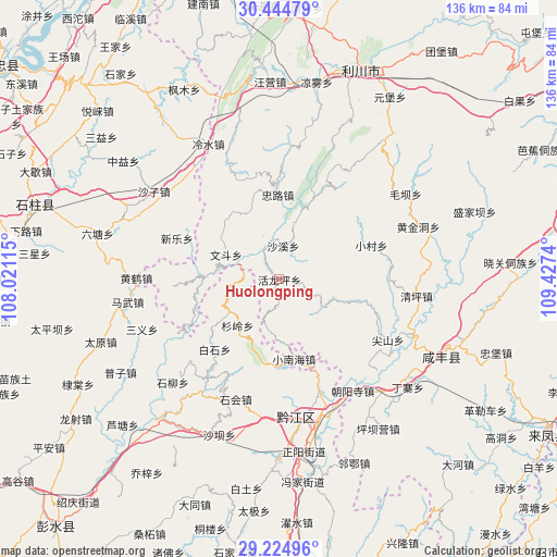 Huolongping on map