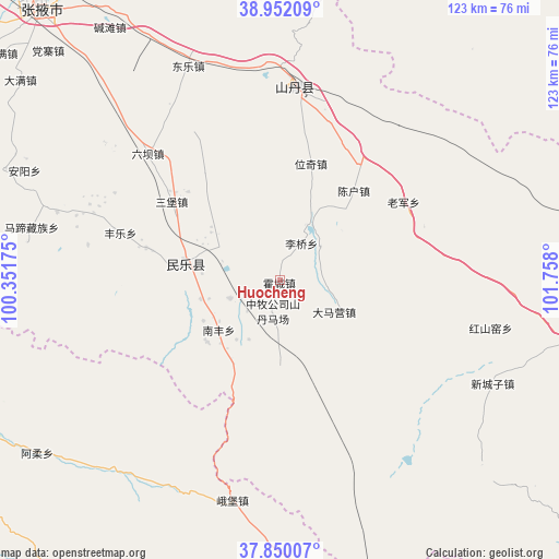 Huocheng on map