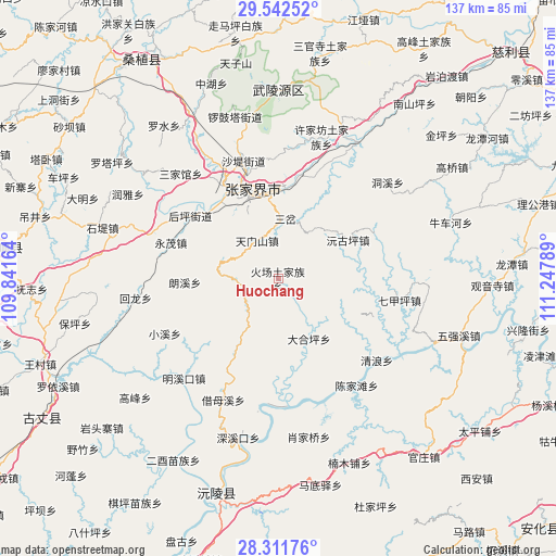 Huochang on map