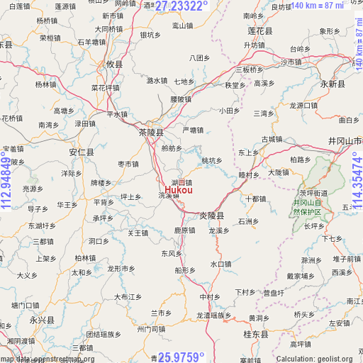 Hukou on map