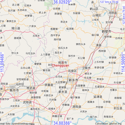 Chengguan on map