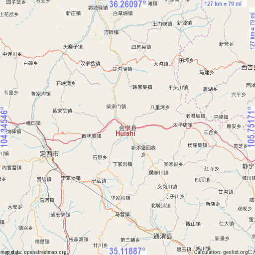 Huishi on map