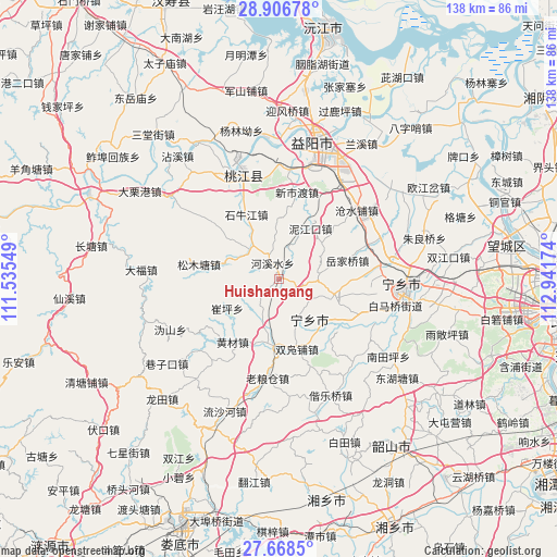 Huishangang on map