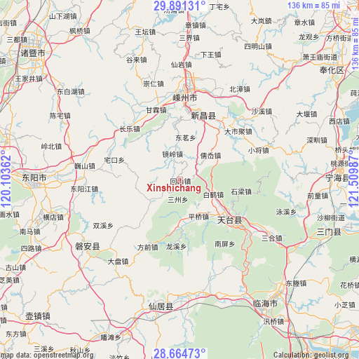 Xinshichang on map