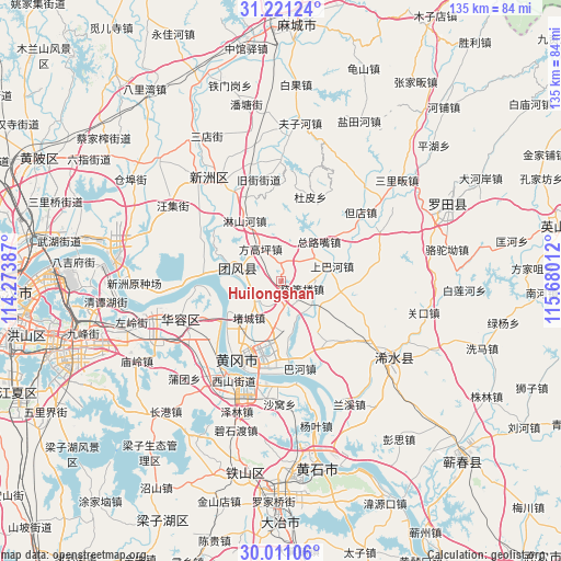 Huilongshan on map