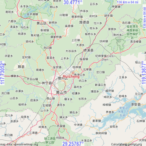 Huicheng on map