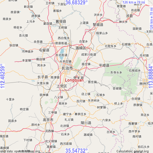 Longquan on map