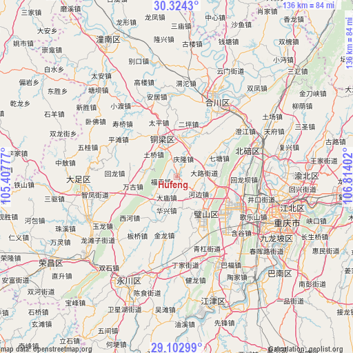 Hufeng on map