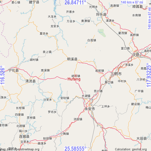 Hufang on map