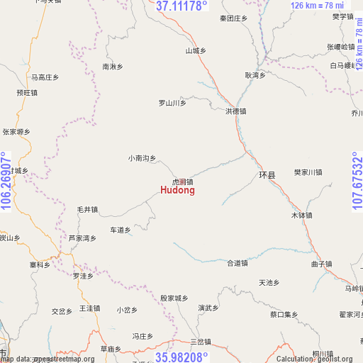 Hudong on map