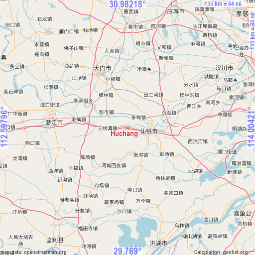 Huchang on map