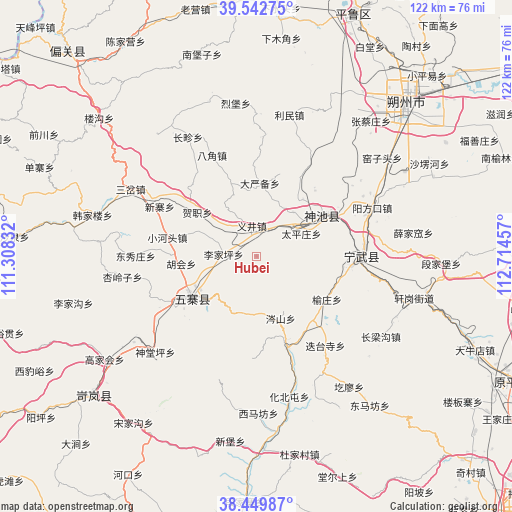 Hubei on map