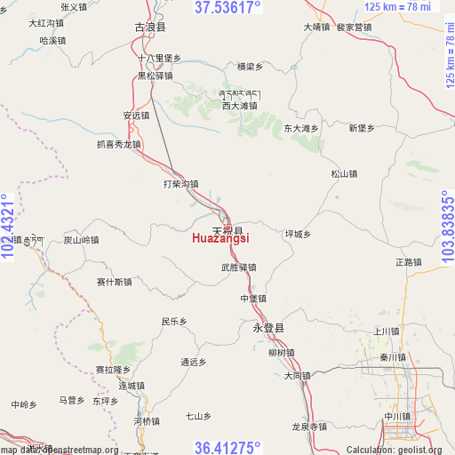 Huazangsi on map