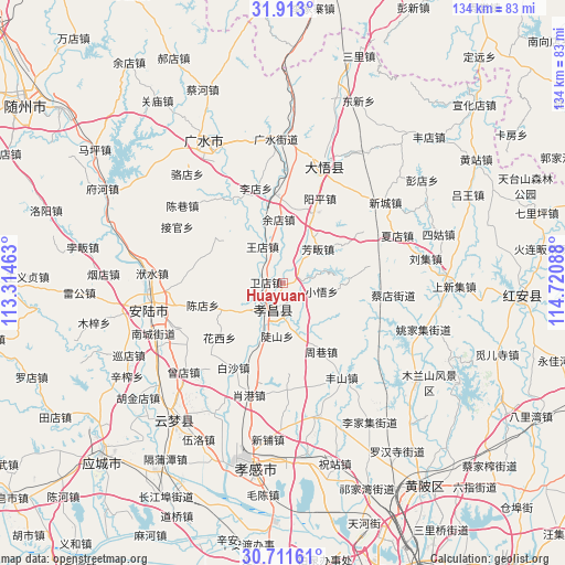 Huayuan on map