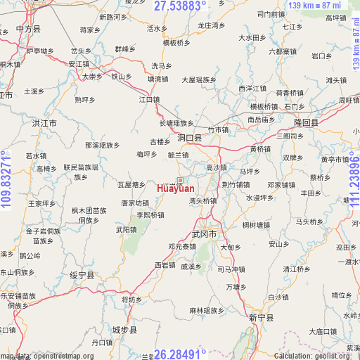 Huayuan on map