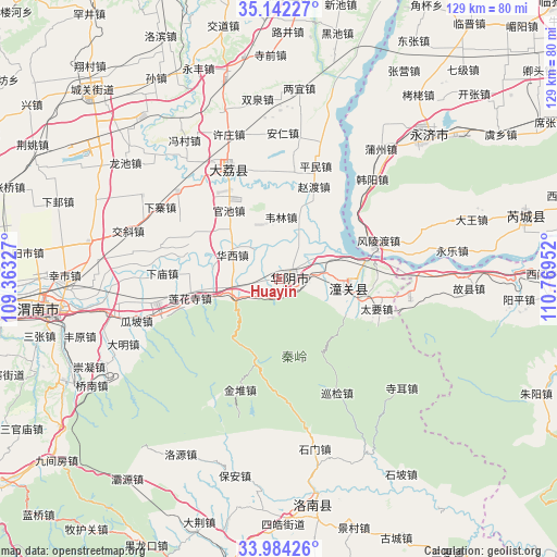 Huayin on map