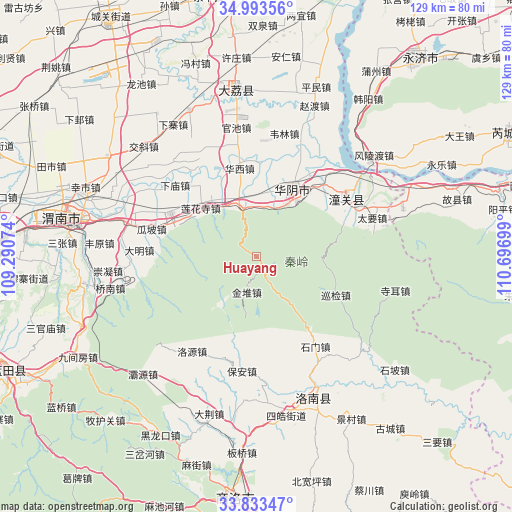 Huayang on map