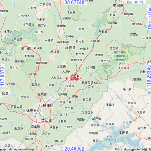 Huayang on map