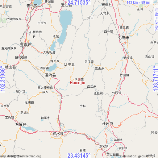 Huaxijie on map