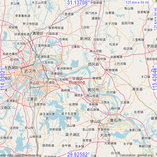 Huarong on map