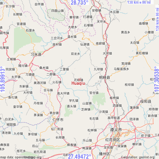Huaqiu on map