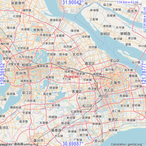 Huaqiao on map