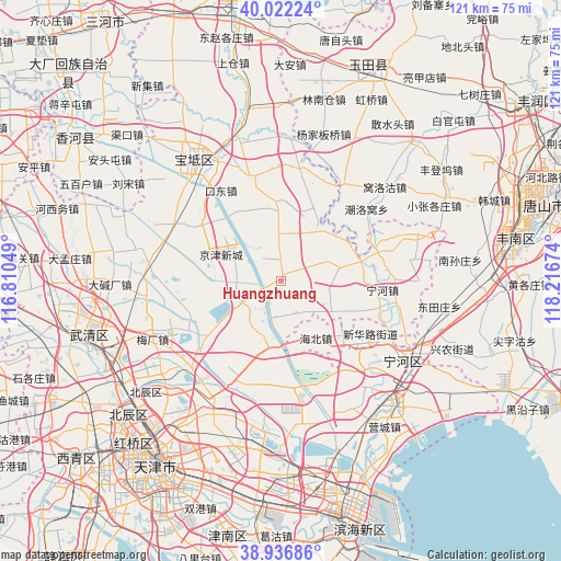 Huangzhuang on map