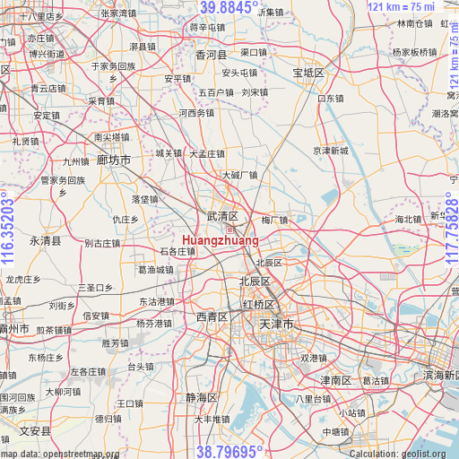 Huangzhuang on map