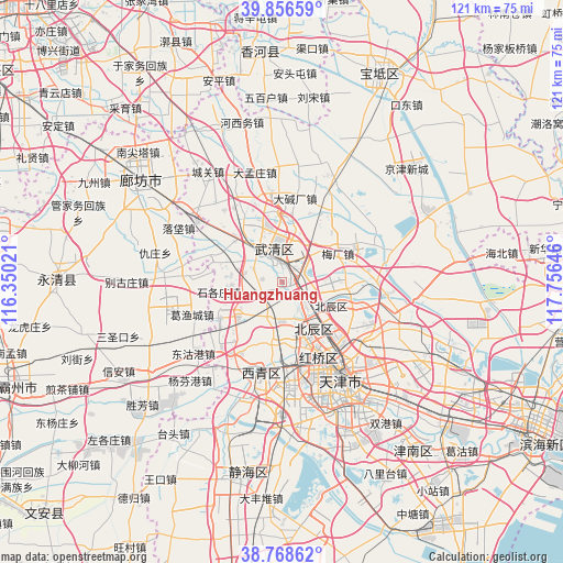 Huangzhuang on map