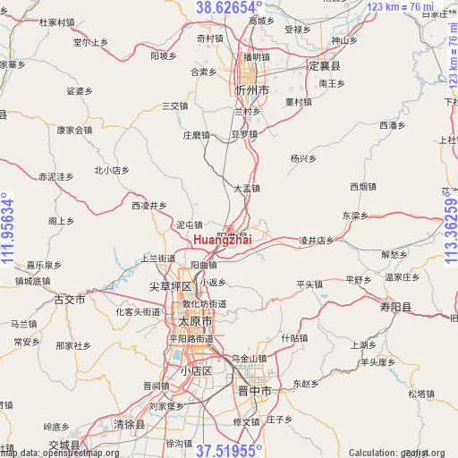 Huangzhai on map