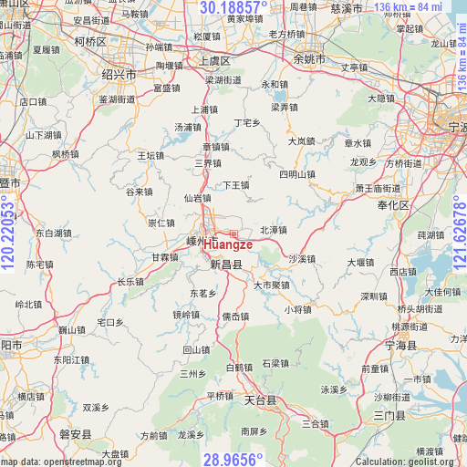 Huangze on map