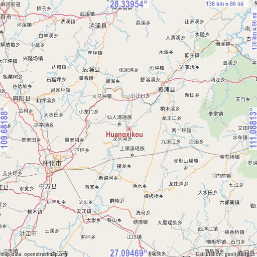 Huangxikou on map