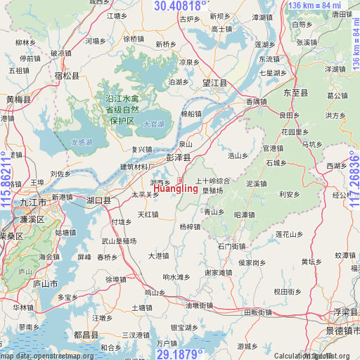 Huangling on map