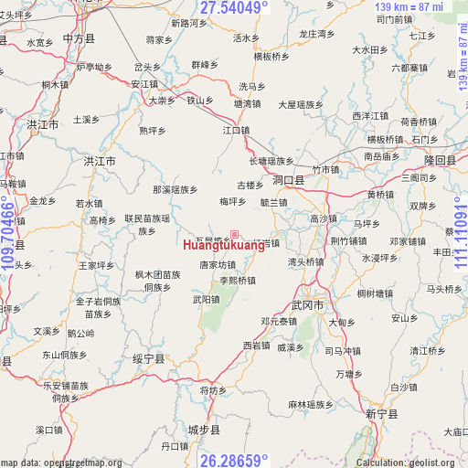 Huangtukuang on map