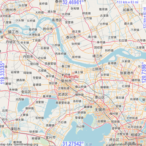 Huangtu on map