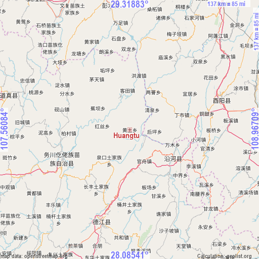 Huangtu on map