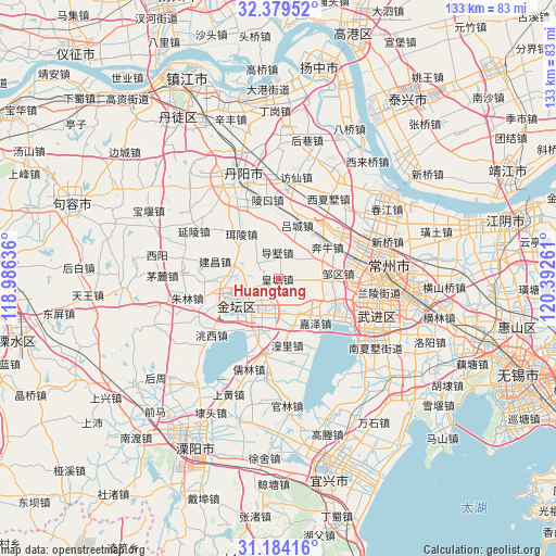 Huangtang on map