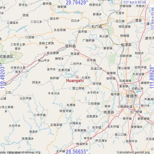 Huangshi on map