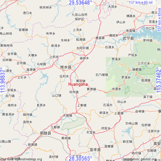 Huangsha on map