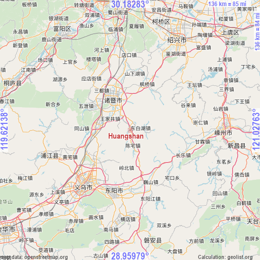 Huangshan on map