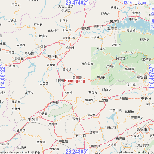 Huanggang on map